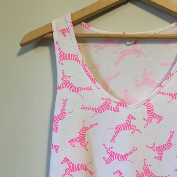Warehouse One Neon Pink and White Zebra Tank Top - Picture 5 of 16